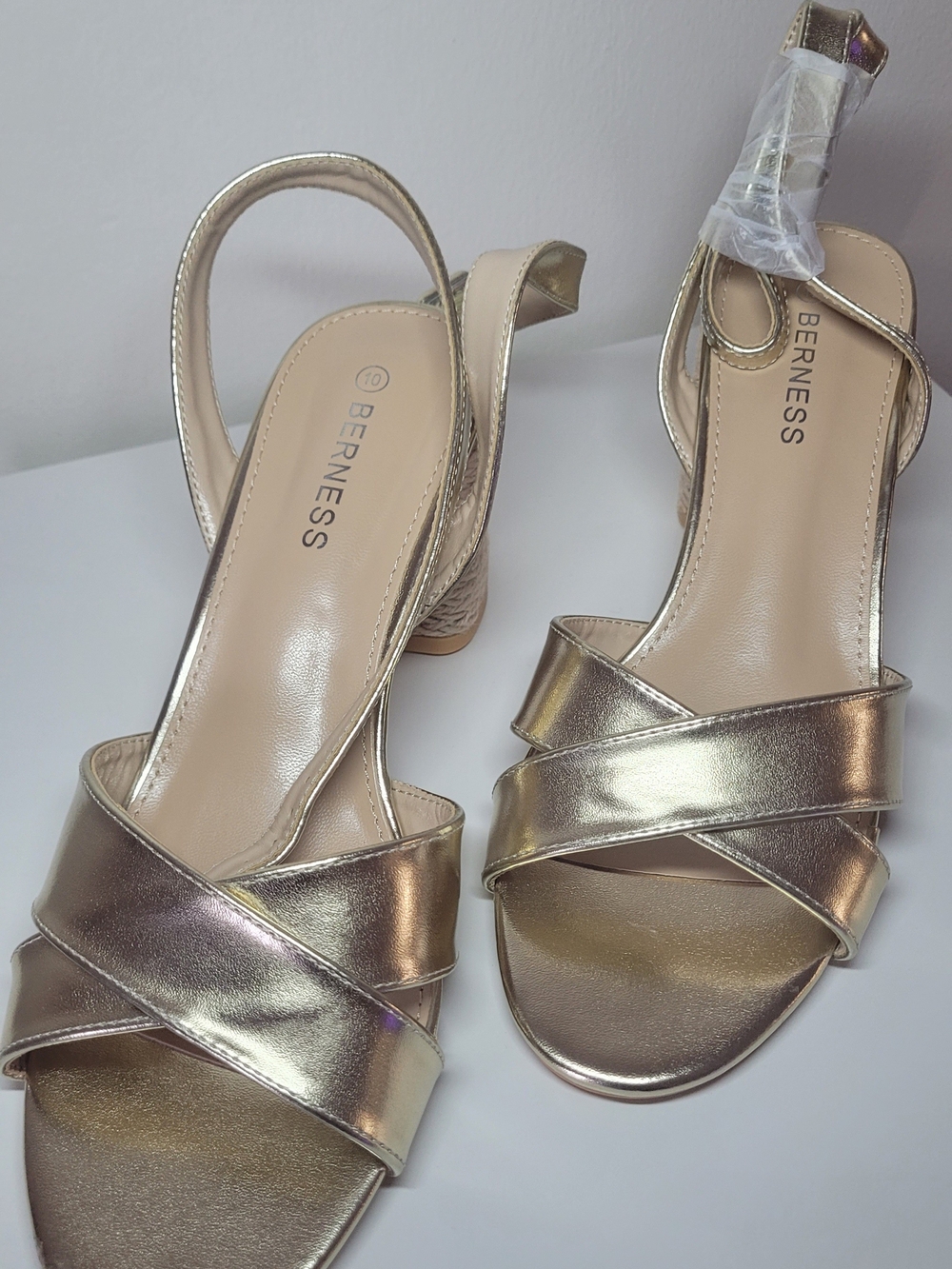Metallic Gold Slingback Sandals for Women